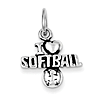 Sterling Silver Antiqued I Love Softball Charm