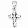 Sterling Silver 1/2in CZ Prong Set Cross Pendant