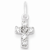 Sterling Silver 3/8in CZ Cross Charm with Flat Back
