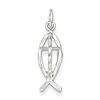 Sterling Silver 3/4in Ichthus Fish Charm with Cross
