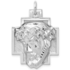 Sterling Silver Polished Jesus Crown of Thorns Ecce Homo Pendant 1 1/8in
