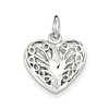 Sterling Silver Filigree Heart Charm 9/16in