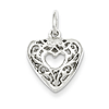 7/16in Filigree Heart Charm - Sterling Silver