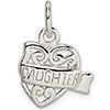 Sterling Silver 3/8in Heart Daughter Ribbon Charm