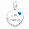 Sterling Silver Blue Enameled Little Princess Heart Pendant