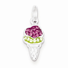 Sterling Silver Pink and Green Stellux Crystal Ice Cream Charm