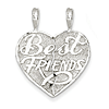 Sterling Silver Best Friends 2-piece break apart Heart Pendant