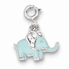 Sterling Silver Blue Enameled with CZ Elephant Charm