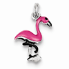 Sterling Silver Pink and Black Enamel Flamingo Charm