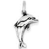 Sterling Silver 3/4in Open Back Antiqued Dolphin Pendant