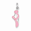 Sterling Silver 5/8in Pink Enamel Ballet Slipper Charm