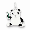 Sterling Silver Enameled Panda Bear and Bamboo Charm