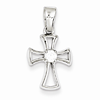Rhodium Plated Sterling Silver 5/8in CZ Open Cross Pendant