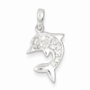 Sterling Silver 5/8in Dolphin Pendant with CZs