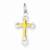 Sterling Silver & Vermeil 5/8in Pointed Cross Pendant