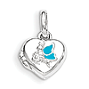 Sterling Silver 3/8in Blue Enamel Heart Locket