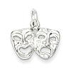 Comedy Tragedy Charm 3/8in Sterling Silver