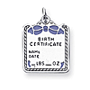 Blue Birth Certificate Charm Sterling Silver 