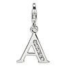 Sterling Silver CZ Letter A Charm with Lobster Clasp