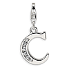 Sterling Silver CZ Letter C Charm with Lobster Clasp