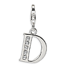 Sterling Silver CZ Letter D Charm with Lobster Clasp