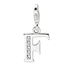 Sterling Silver CZ Letter F Charm with Lobster Clasp