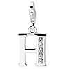 Sterling Silver CZ Letter H Charm with Lobster Clasp