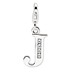 Sterling Silver CZ Letter J Charm with Lobster Clasp