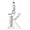 Sterling Silver CZ Letter K Charm with Lobster Clasp