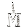 Sterling Silver CZ Letter M Charm with Lobster Clasp