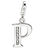 Sterling Silver CZ Letter P Charm with Lobster Clasp