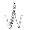 Sterling Silver CZ Letter W with Lobster Clasp Charm
