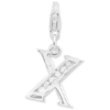 Sterling Silver CZ Letter X with Lobster Clasp Charm