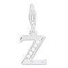 Sterling Silver CZ Letter Z with Lobster Clasp Charm
