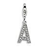 Sterling Silver CZ Letter A with Lobster Clasp Charm