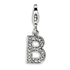 Sterling Silver CZ Letter B with Lobster Clasp Charm