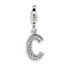 Sterling Silver CZ Letter C with Lobster Clasp Charm