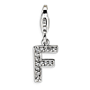 Sterling Silver CZ Letter F with Lobster Clasp Charm