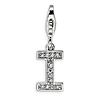 Sterling Silver CZ Letter I with Lobster Clasp Charm