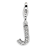 Sterling Silver CZ Letter J with Lobster Clasp Charm