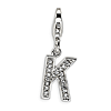 Sterling Silver CZ Letter K with Lobster Clasp Charm