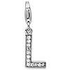 Sterling Silver CZ Letter L with Lobster Clasp Charm