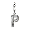 Sterling Silver CZ Letter P with Lobster Clasp Charm