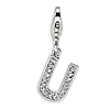 Sterling Silver CZ Letter U Charm with Lobster Clasp