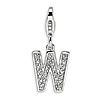Sterling Silver CZ Letter W Charm with Lobster Clasp