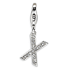 Sterling Silver CZ Letter X Charm with Lobster Clasp