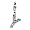 Sterling Silver CZ Letter Y Charm with Lobster Clasp