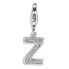 Sterling Silver CZ Letter Z Charm with Lobster Clasp