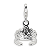 Sterling Silver 3-D Swarovski Crystal Tiara Charm with Lobster Clasp