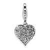 Sterling Silver Reversible CZ and Red Enamel Heart Charm